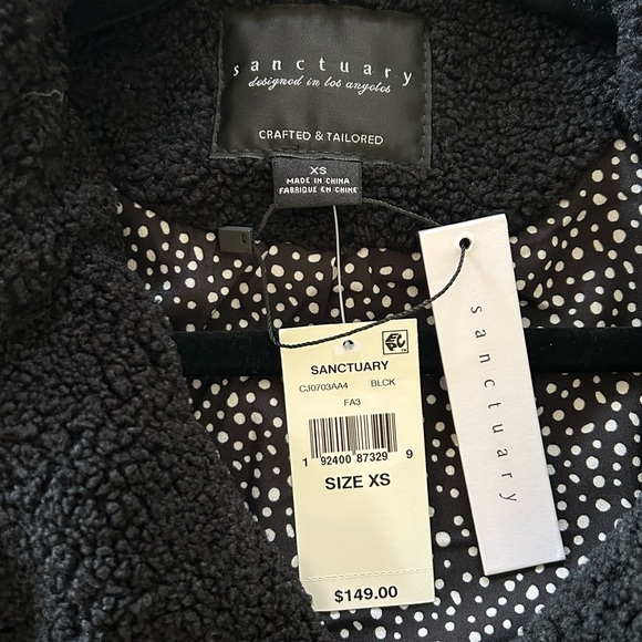 NWT Sanctuary Faux Fur Moto Jacket XS Black - Picture 9 of 15
